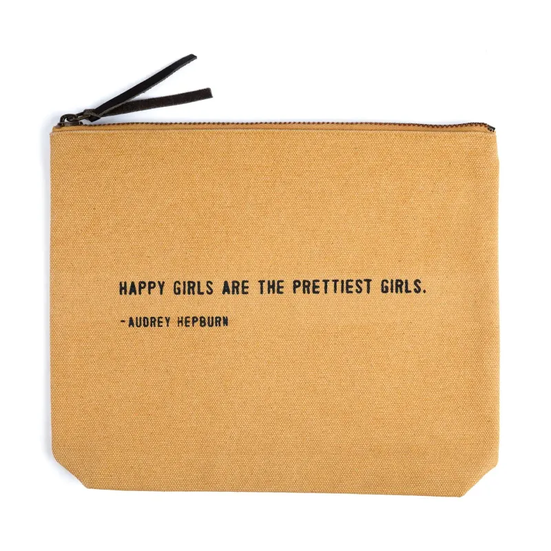 Happy Girls (Audrey Hepburn) Canvas Zip Bag- Sunflower