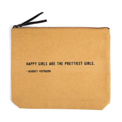 Happy Girls (Audrey Hepburn) Canvas Zip Bag- Sunflower
