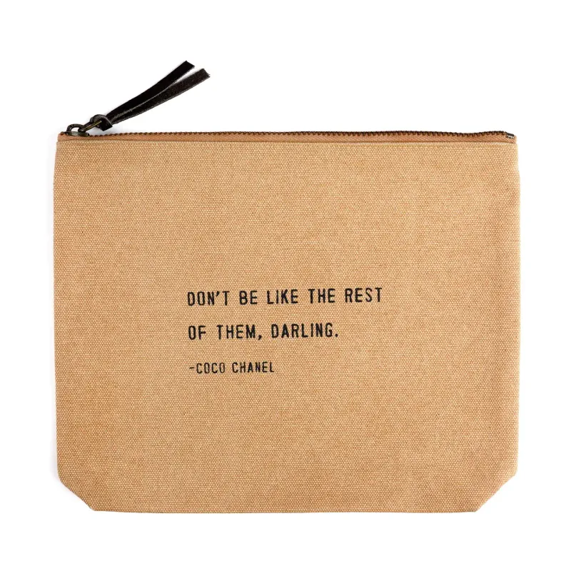 Don't Be Like The Rest Of Them (Coco Chanel) Canvas Zip Bag- Blush