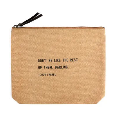 Don't Be Like The Rest Of Them (Coco Chanel) Canvas Zip Bag- Blush