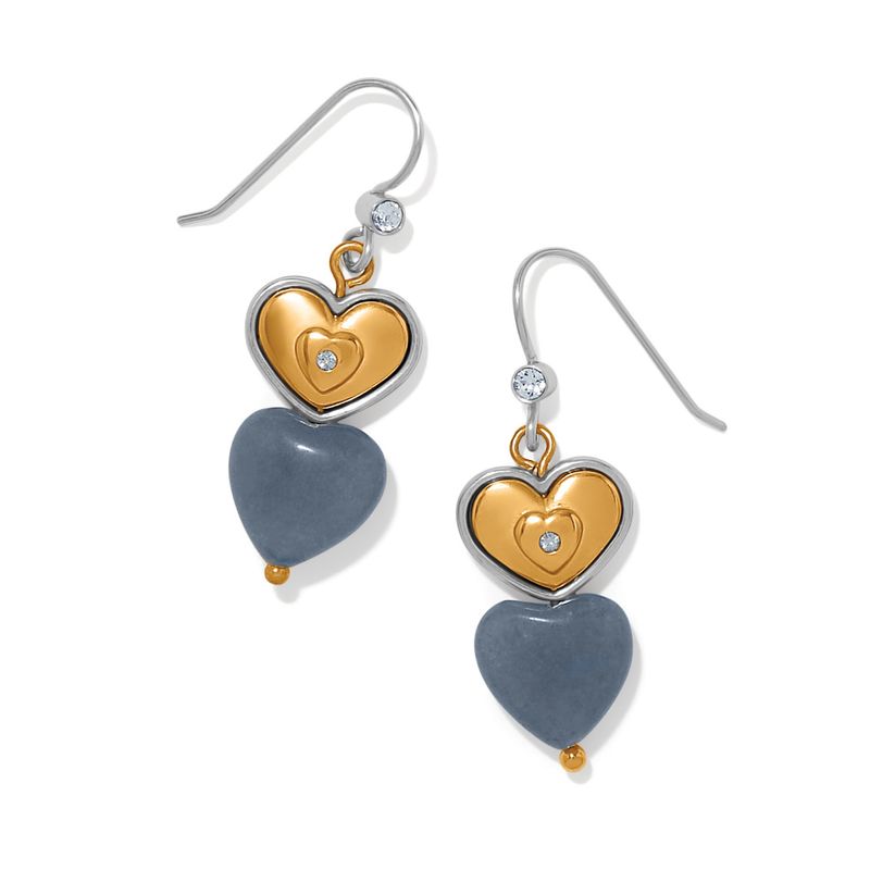One Heart Duo Heart French Wire Earrings