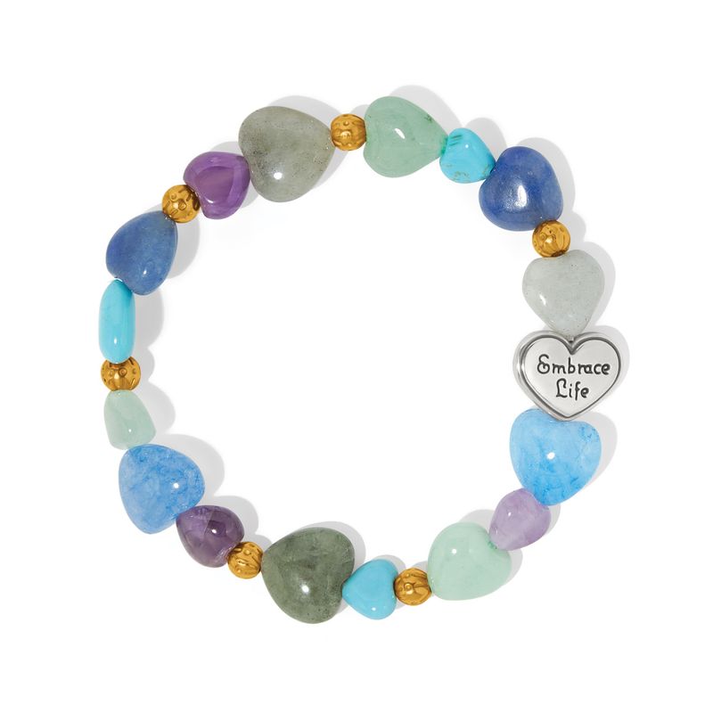 ONE HEART MULTI HEART BEADED STRETCH BRACELET