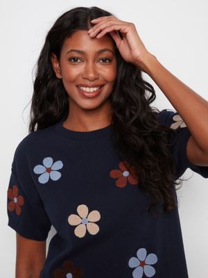 Elbow Sleeve Embroidered Sweater