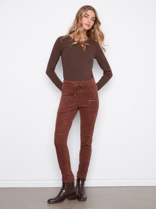Pull-On Corduroy Pants-Chocolate