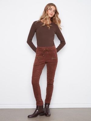 Pull-On Corduroy Pants-Chocolate