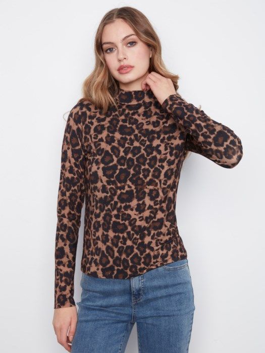 Printed Mock Neck Top