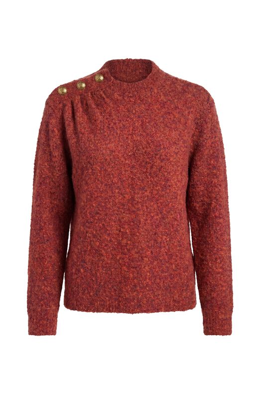 Long Sleeve Mock Neck Sweater w/Buttons