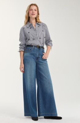 Long Sleeve Button Front Woven Shirt w/Embellishment