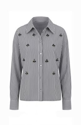 Long Sleeve Button Front Woven Shirt w/Embellishment