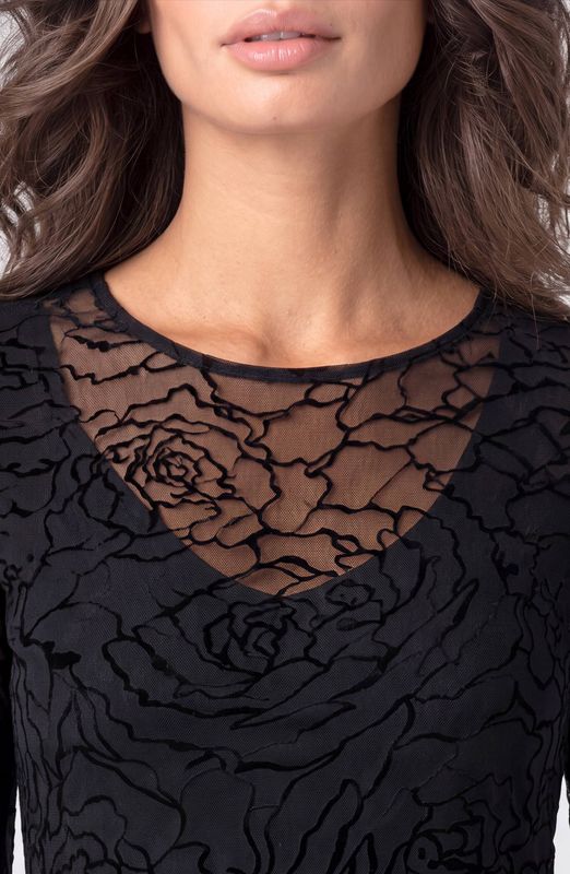 Long Sleeve Layered Knit Top with V Detail