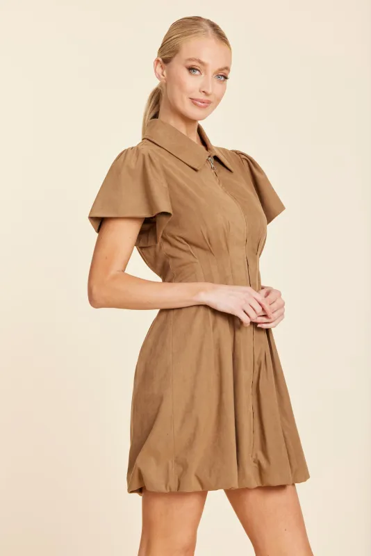 Faux Suede Bubble Dress