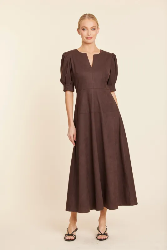 Faux Suede Maxi Dress