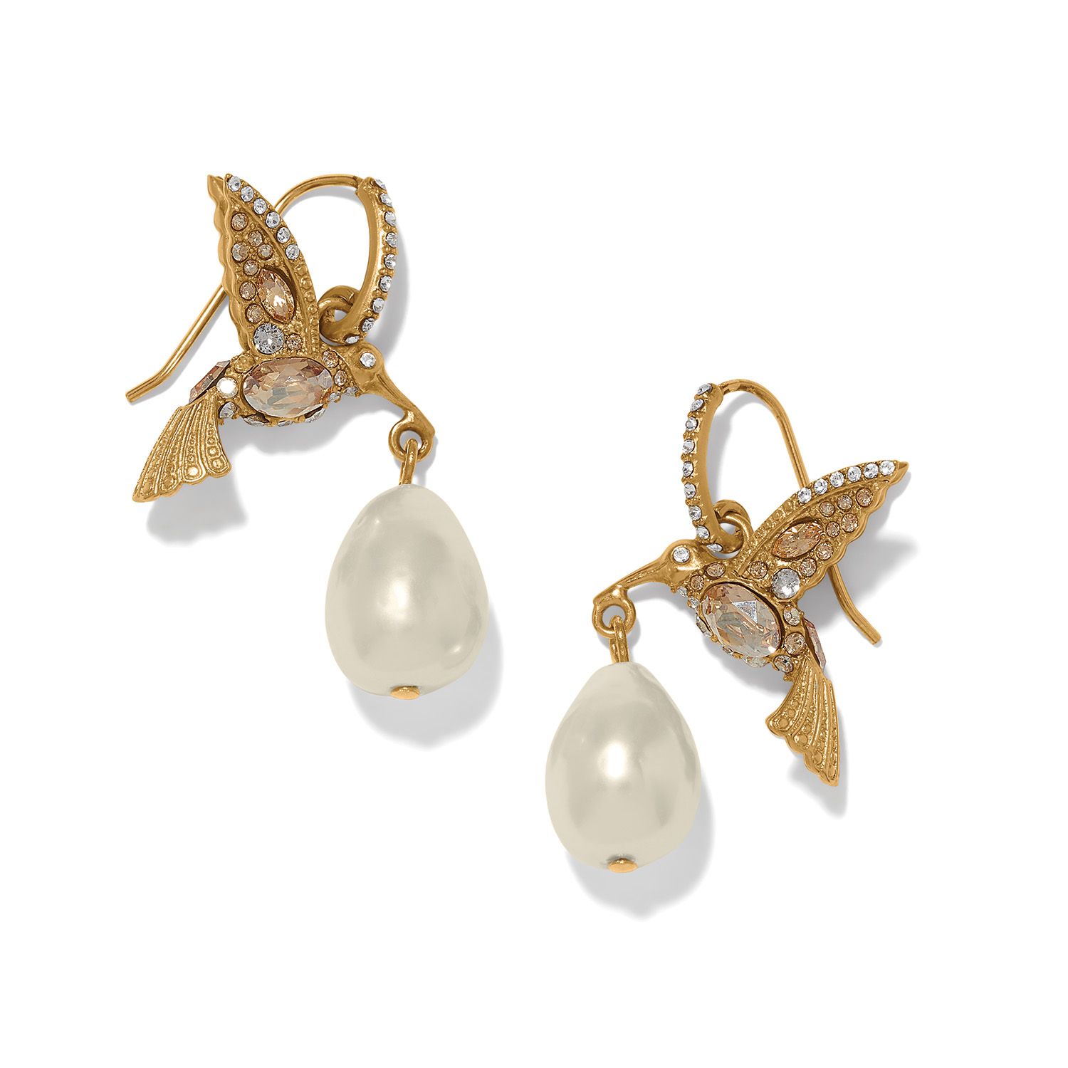 Trust Your Journey Pearl Hummingbird French Wire Earring-Gold