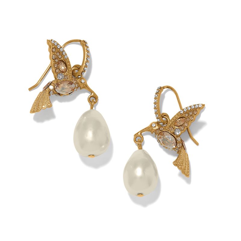 Trust Your Journey Pearl Hummingbird French Wire Earring-Gold