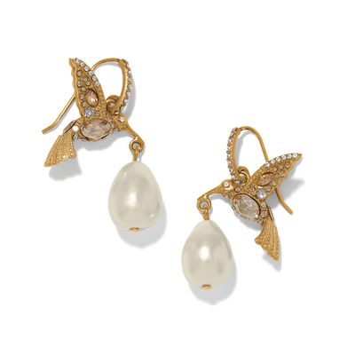 Trust Your Journey Pearl Hummingbird French Wire Earring-Gold