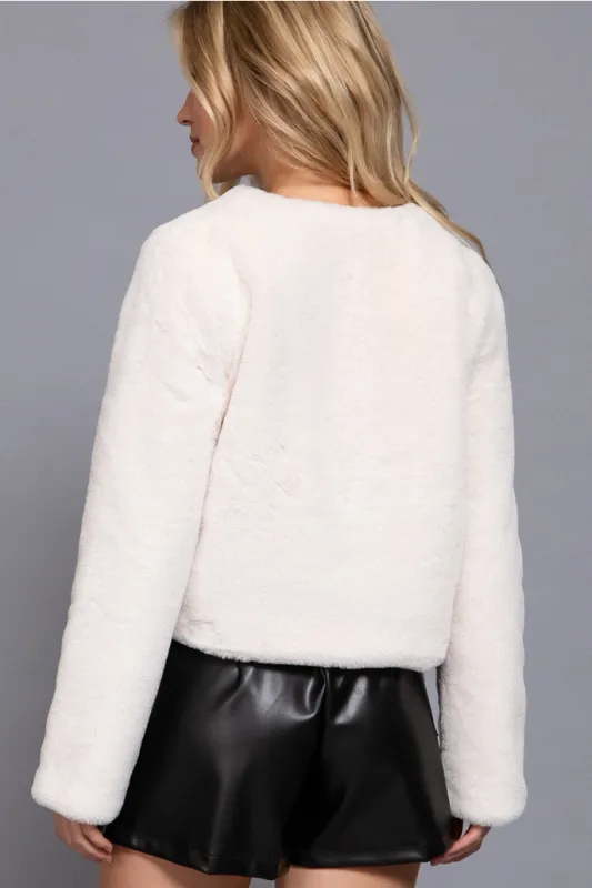 Faux Fur Crop Length Blazer