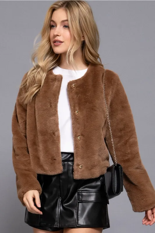 Faux Fur Crop Length Blazer