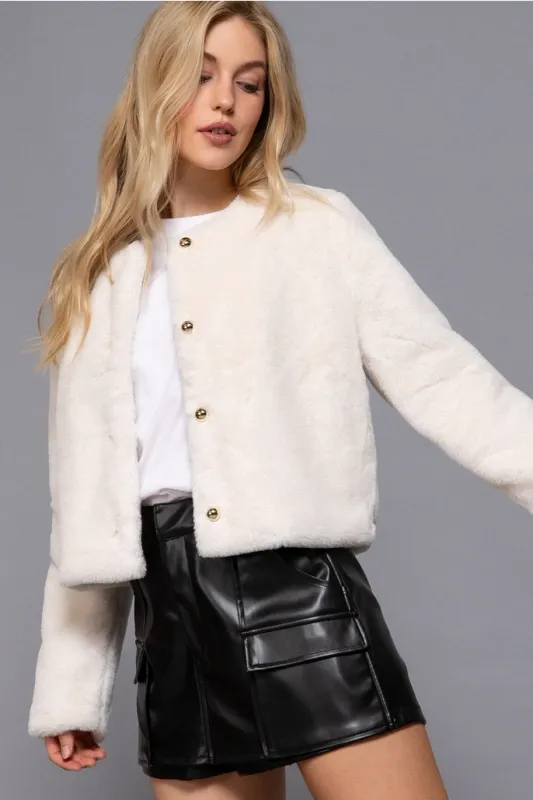 Faux Fur Crop Length Blazer