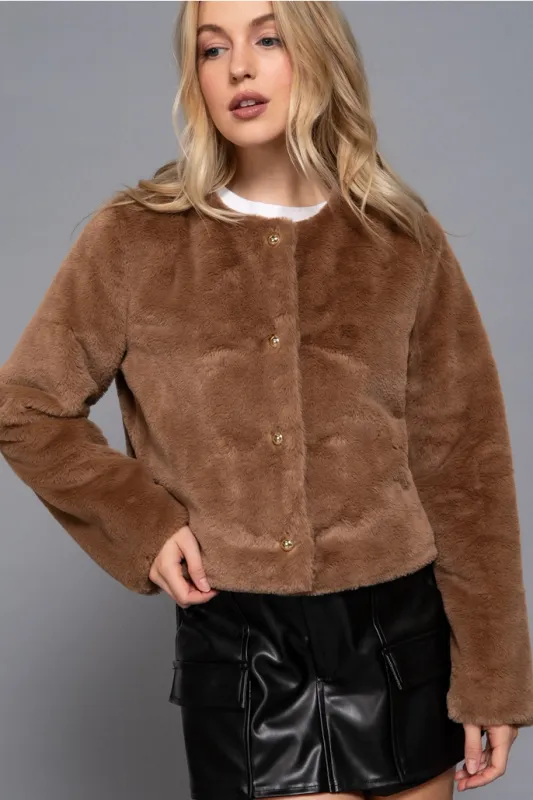 Faux Fur Crop Length Blazer