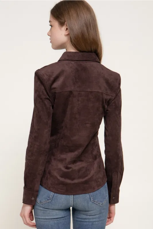 Stretch Faux Suede Shirt