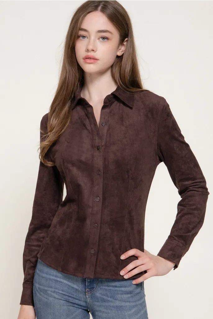Stretch Faux Suede Shirt
