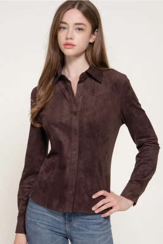 Stretch Faux Suede Shirt