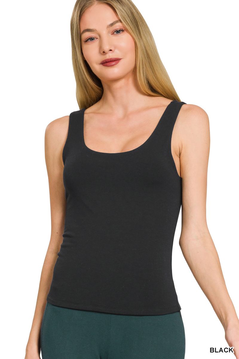 Double Layered Scoop Tank Top