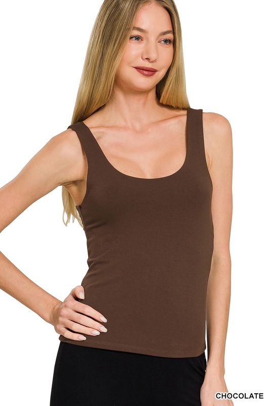Double Layered Scoop Tank Top