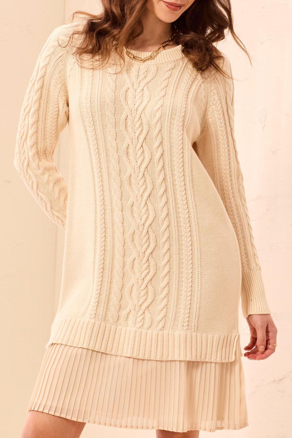 Sweater Dress with Chiffon