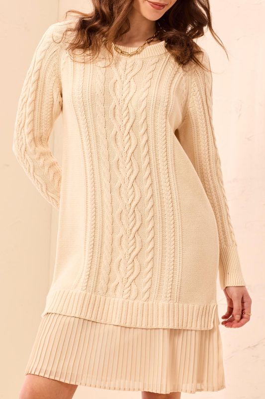 Sweater Dress with Chiffon