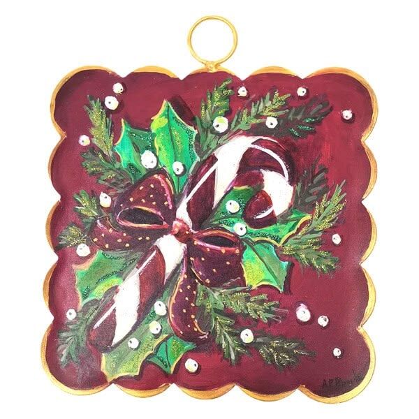 Mini Art Scallop Burgundy Candy Cane
