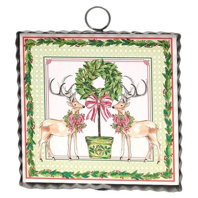 Mini Art Traditional Tidings Deer &amp; Topiary