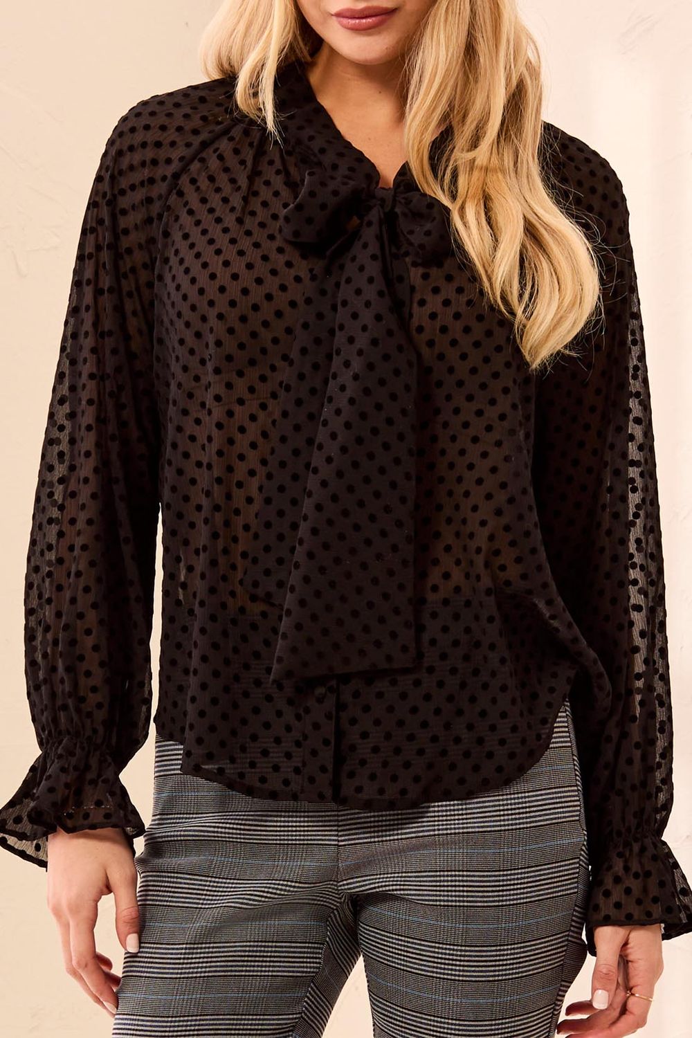 Button Blouse with Tie