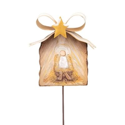 Gold Bow Manger &amp; Baby Jesus