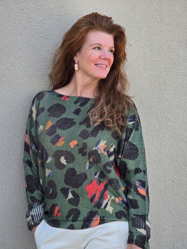 Green Mod Leopard Sweater