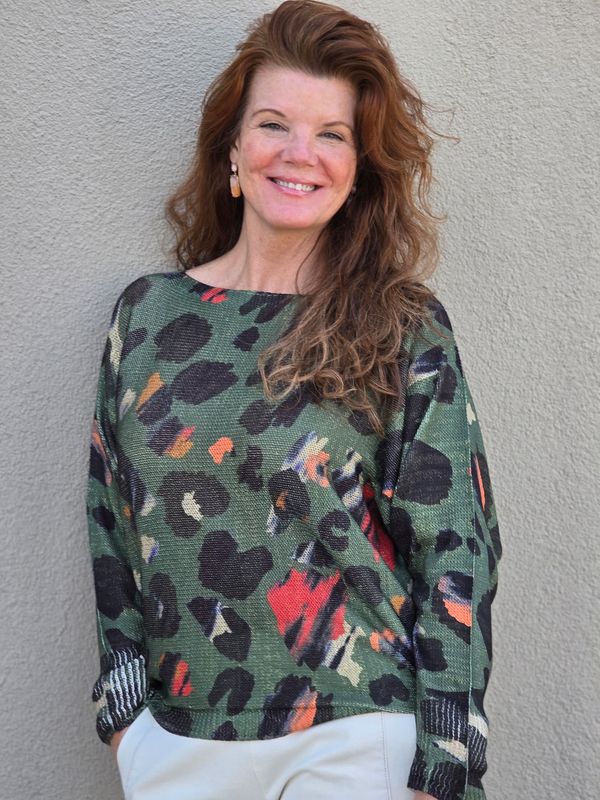 Green Mod Leopard Sweater