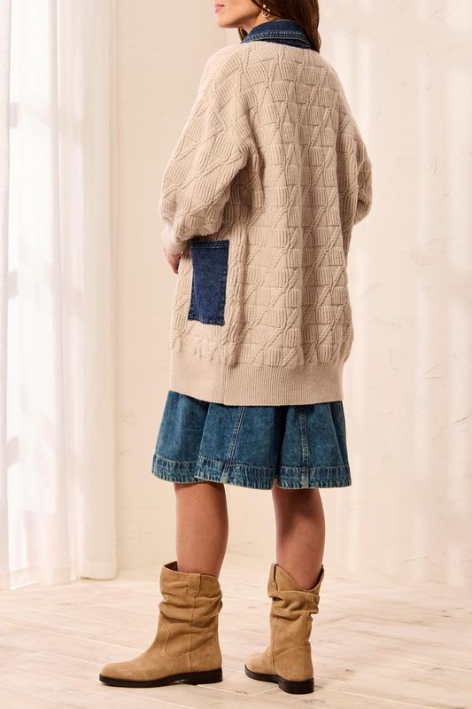 Sweater Coatigan with Denim