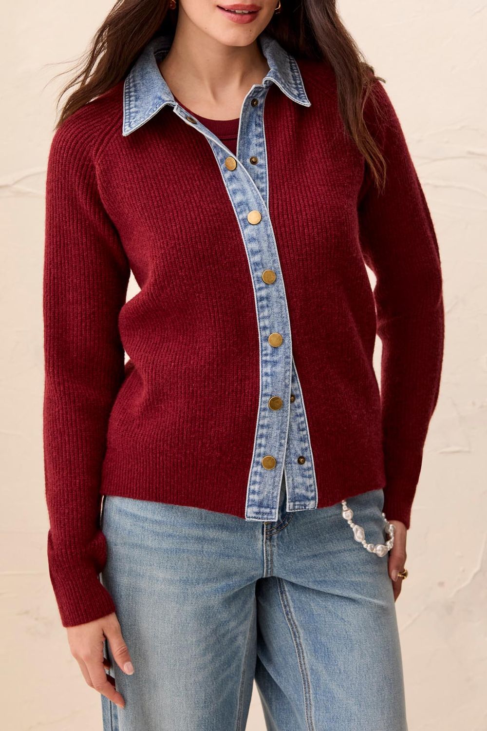 Mixed Media Sweater Jacket