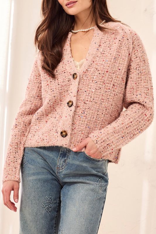 Tweed-Like Sequined Sweater
