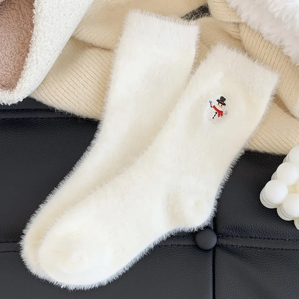 Embroidered Snowman Socks