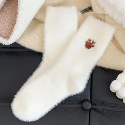 Embroidered Reindeer Socks