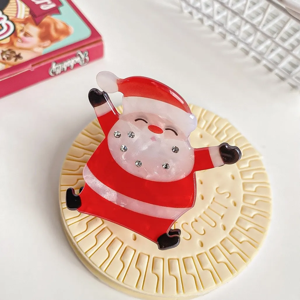 Santa Claus Acrylic Hair Claw Clip