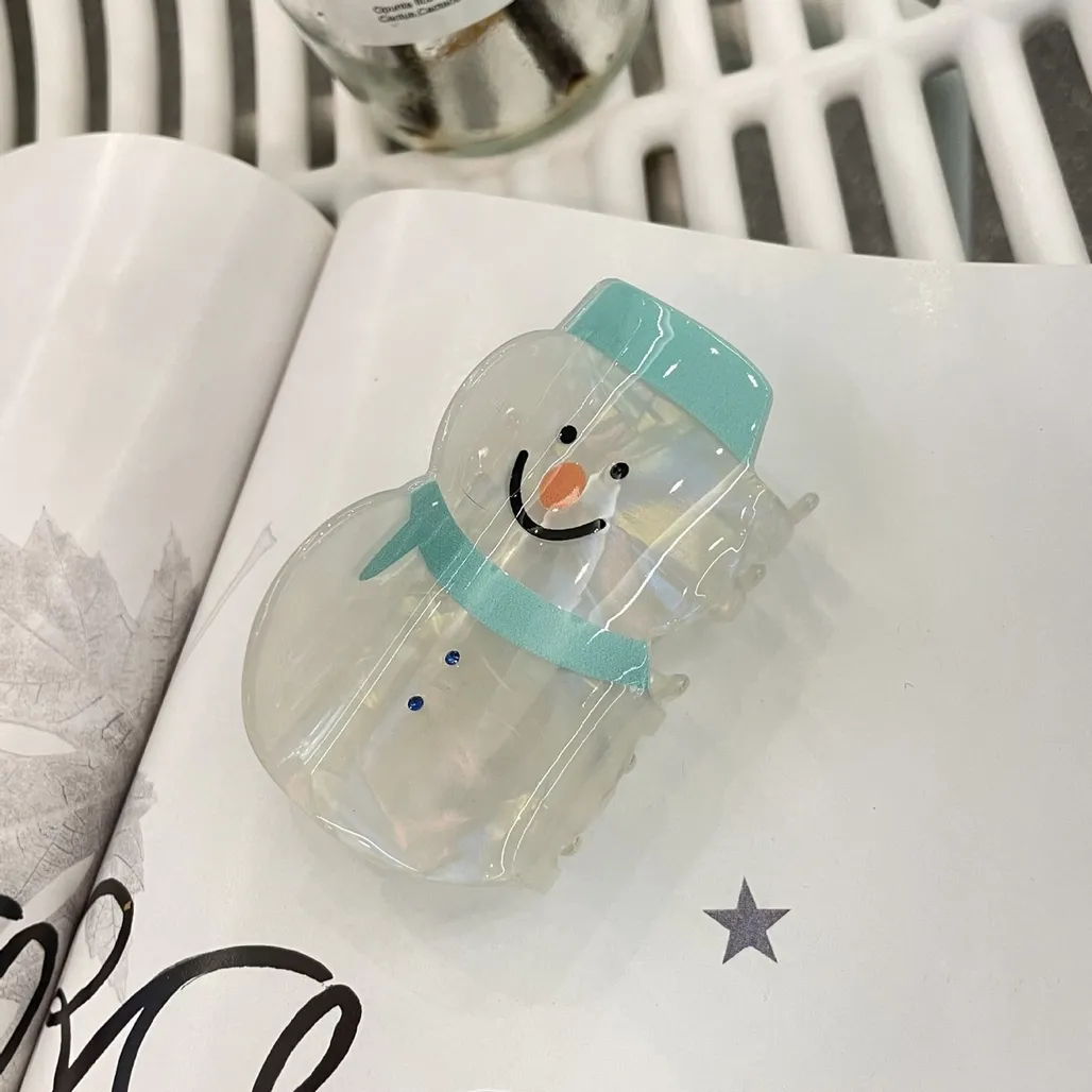 Snowman Acrylic Hair Claw Clip