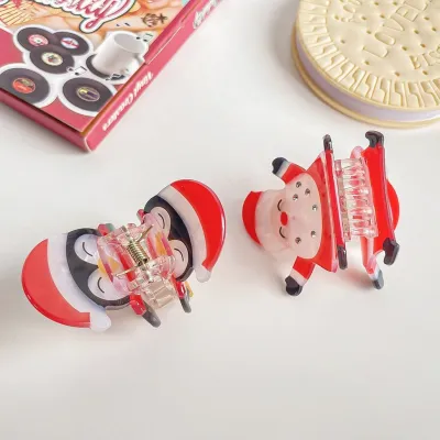 Christmas Penguin Acrylic Hair Claw Clip