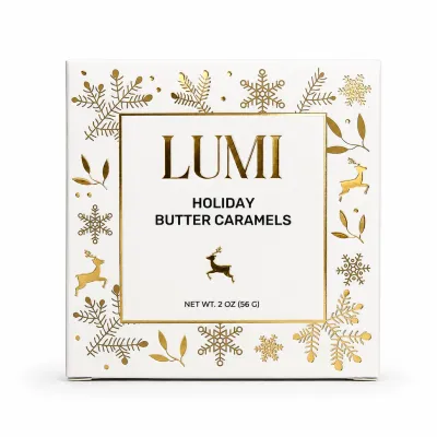 Holiday Butter Caramels – White Box, 2 oz