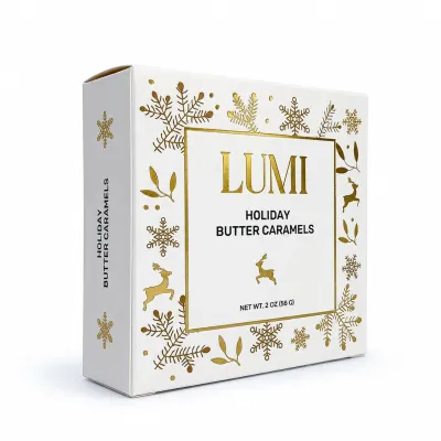 Holiday Butter Caramels – White Box, 2 oz