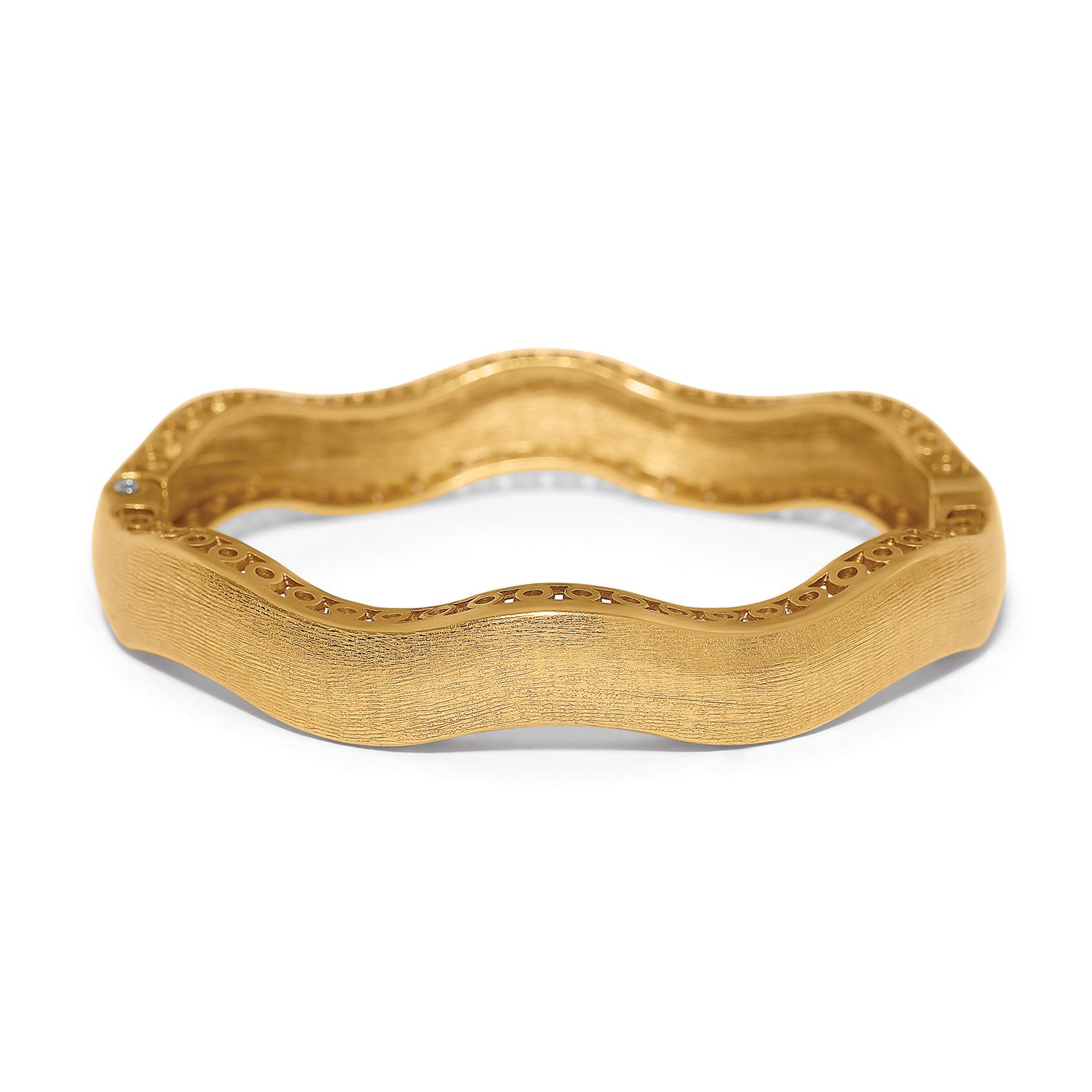 Inner Circle Wide Hinged Bangle-Gold