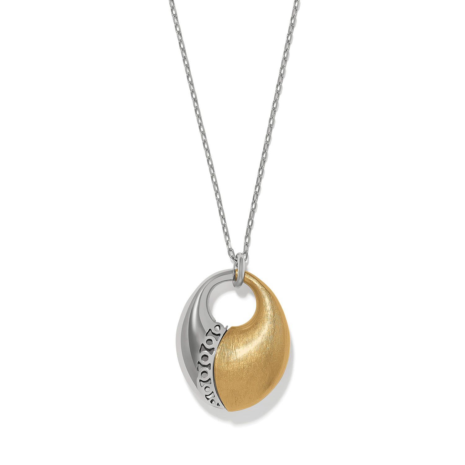 Inner Circle Oval Pendant Necklace-Two Tone