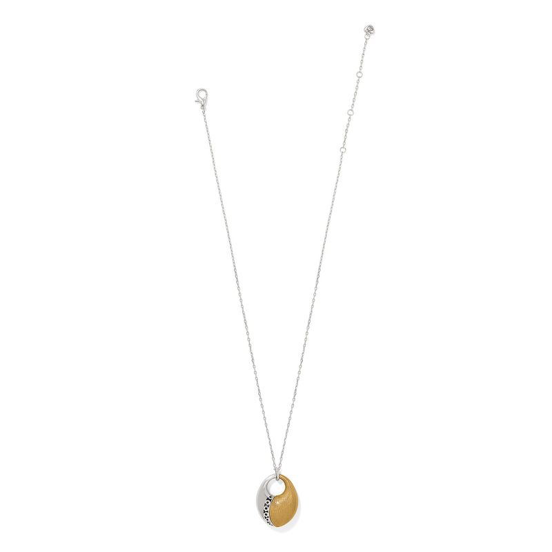 Inner Circle Oval Pendant Necklace-Two Tone