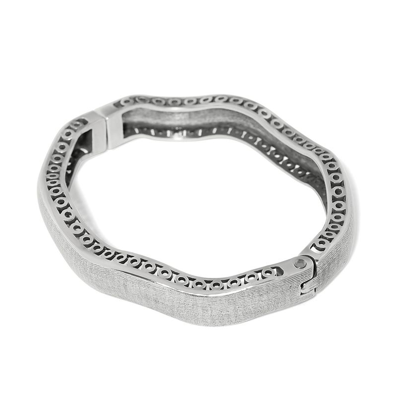 Inner Circle Wide Hinged Bangle-Silver